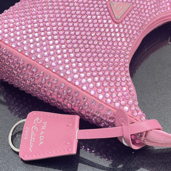 Pra*a satin mini-bag with artificial crystals