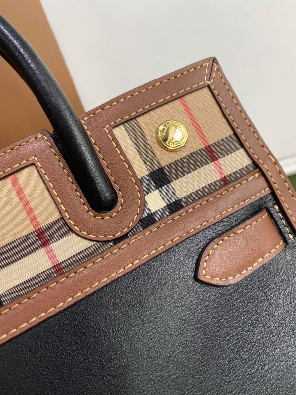 B**rry small vintage check two-handle title bag