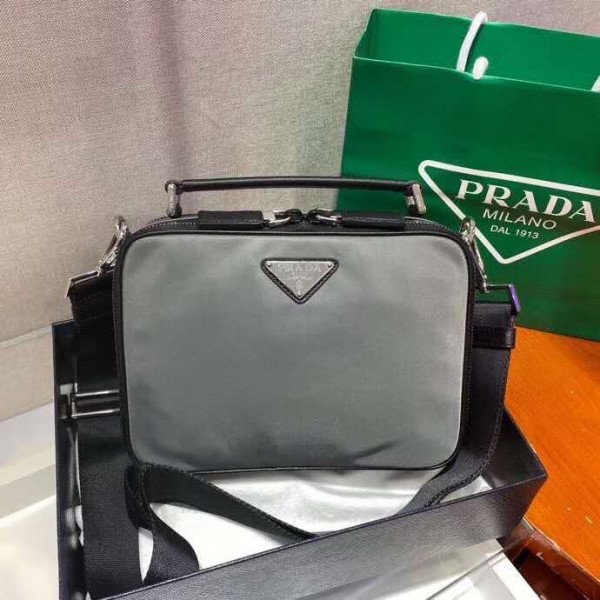 Pra*a brique saffiano leather cross-body bag