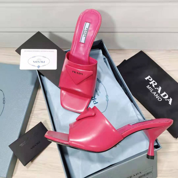 Pra*a brushed leather mid-heeled slides