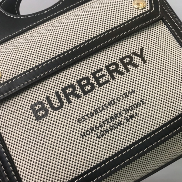 B**rry mini two-tone canvas and leather pocket bag