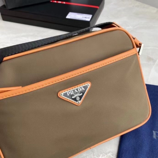 Pra*a re-nylon and saffiano leather shoulder bag