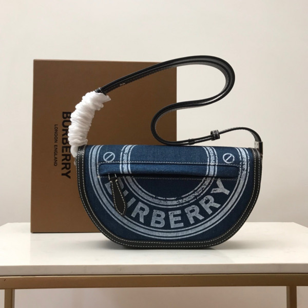 B**rry small logo graphic denim and leather olympia bag