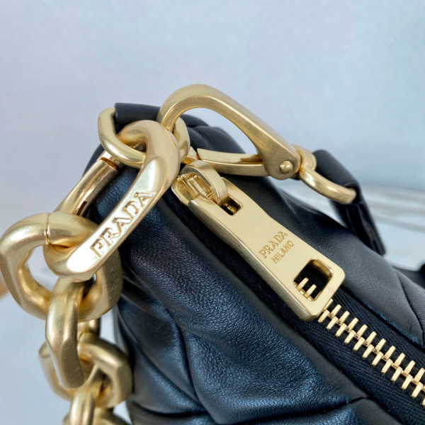 Pra*a system nappa leather patchwork bag