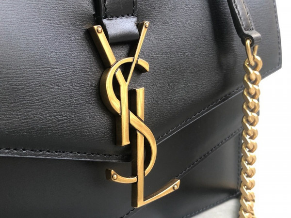 YSL MEDIUM SULPICE CHAIN BAG IN BURGUNDY LEATHER