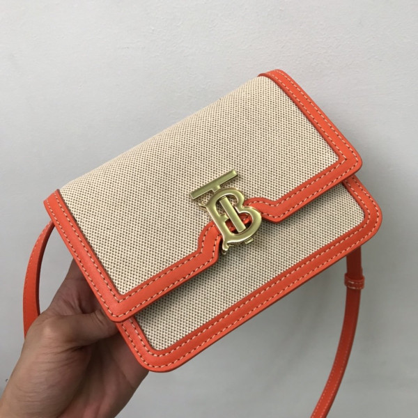 B**rry two-tone canvas and leather tb bag