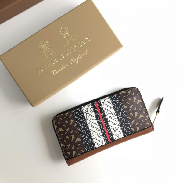 B**rry monogram stripe e-canvas and leather ziparound wallet