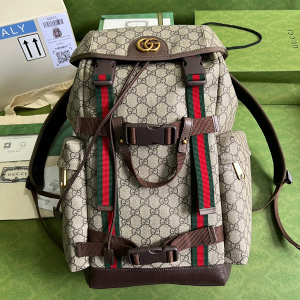 G*u*i gg skateboard backpack with web
