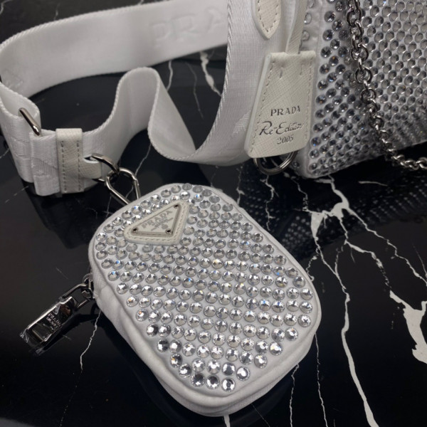 Pra*a re-edition 2005 satin bag with crystals