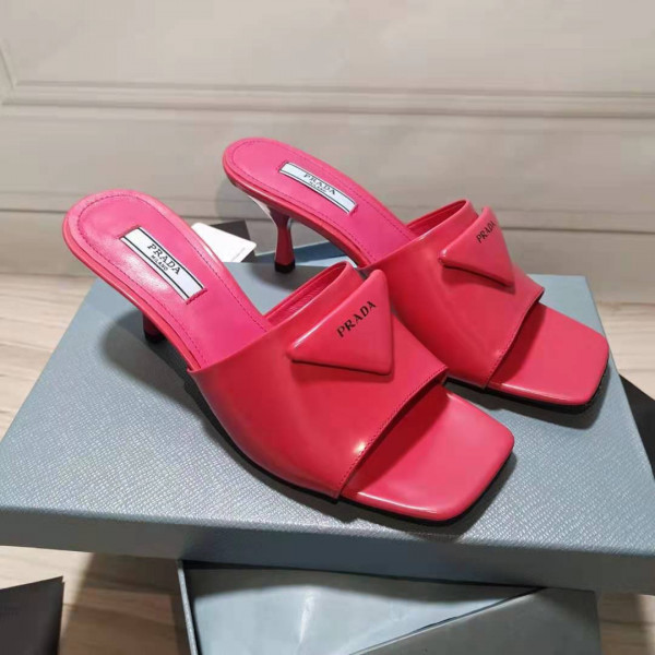 Pra*a brushed leather mid-heeled slides