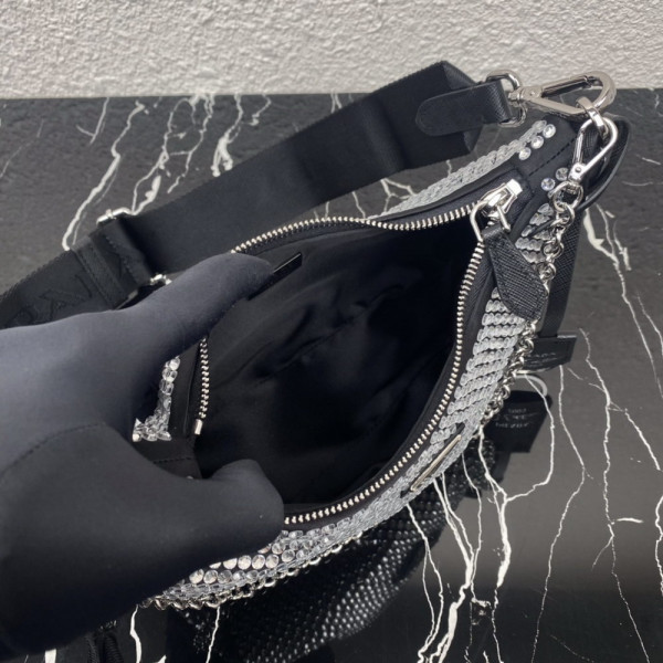 Pra*a re-edition 2005 satin bag with crystals
