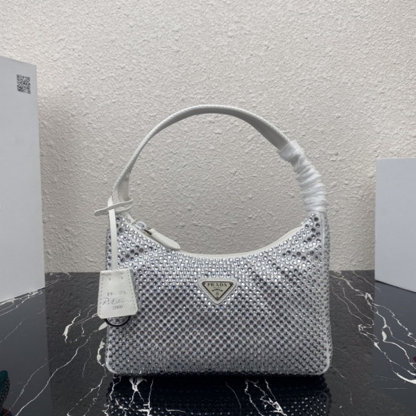Pra*a satin mini-bag with artificial crystals