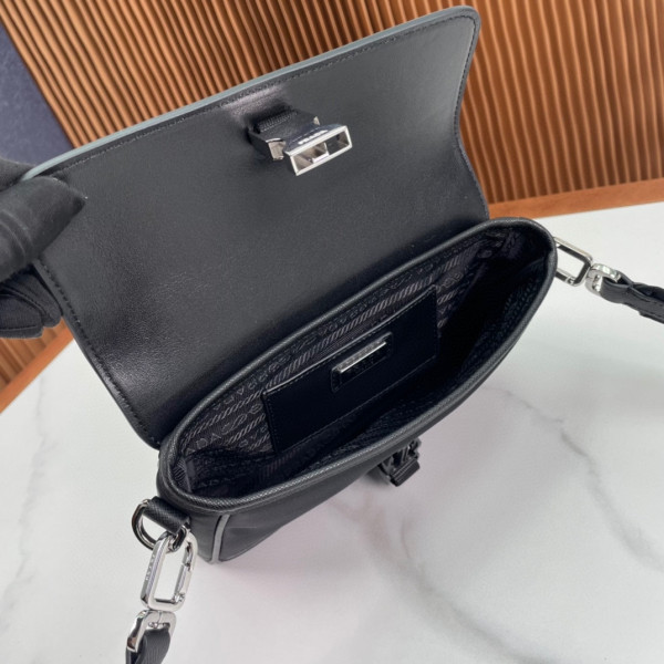 Pra*a re-nylon and leather shoulder bag