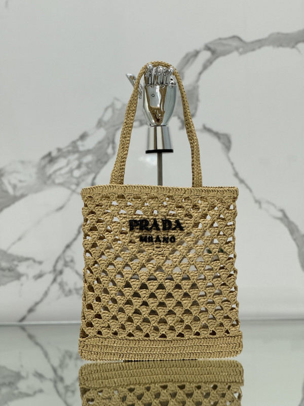 Pra*a woven fabric crochet tote bag