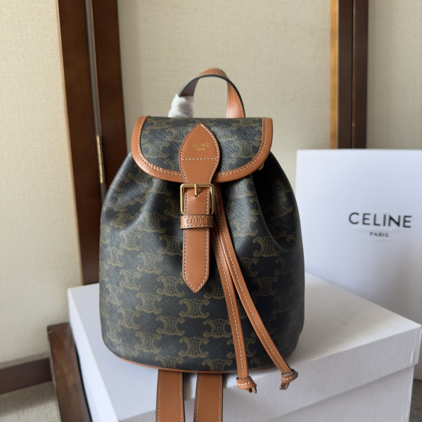 Ce**e mini backpack folco in triomphe canvas and calfskin