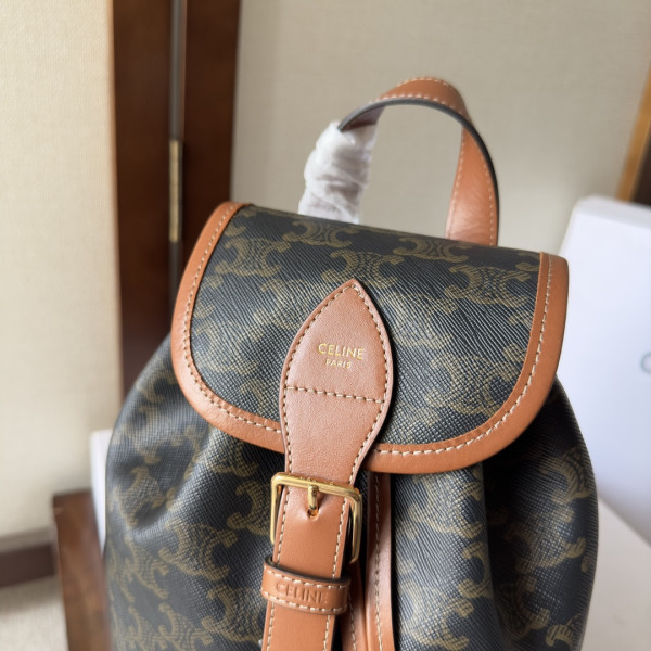 Ce**e mini backpack folco in triomphe canvas and calfskin