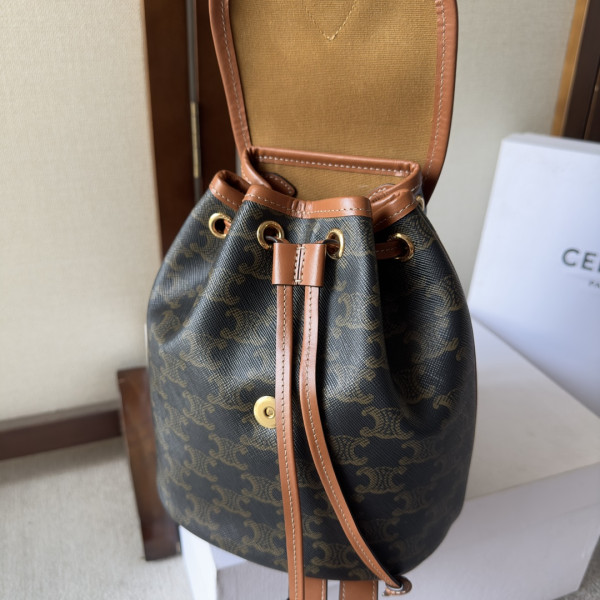 Ce**e mini backpack folco in triomphe canvas and calfskin