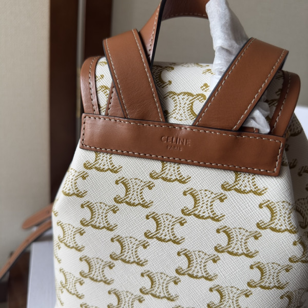 Ce**e mini backpack folco in triomphe canvas and calfskin