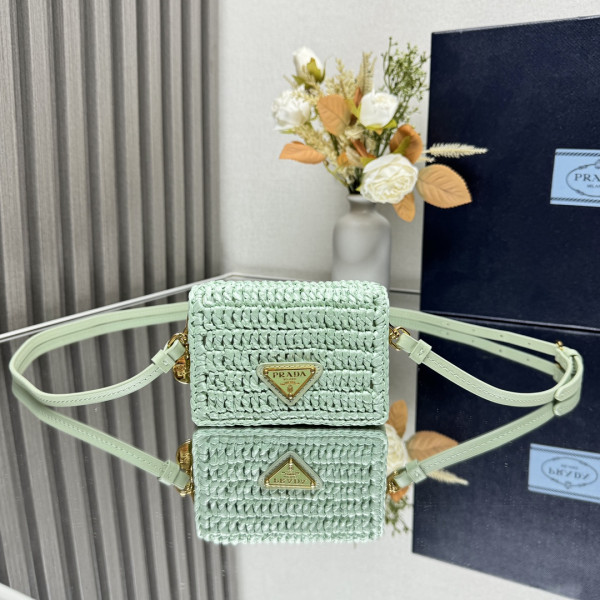 Pra*a cardholder with shoulder strap and crystals